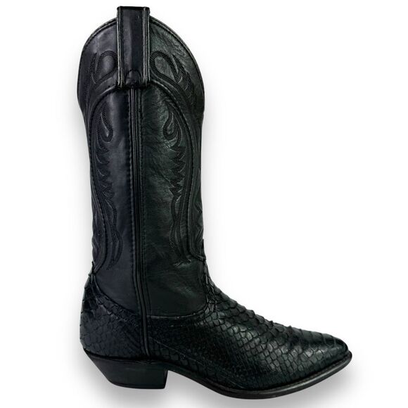 Code West Dan Post Vintage Western Cowgirl Boot Black Python Snakeskin Snake 6 M - Picture 9 of 12